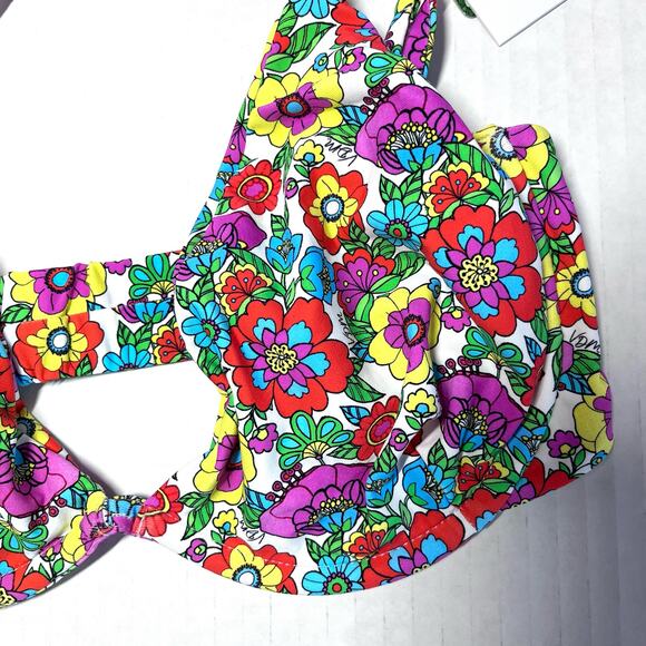 Revolve VDM The Label Heidi 60s Multi-Colored Floral Underwire Bikini Top XS NWT - Picture 3 of 7